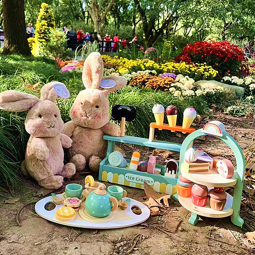 Cross-border wooden children's boys and girls simulation afternoon tea ice cream shop tea set set play house kitchen toys