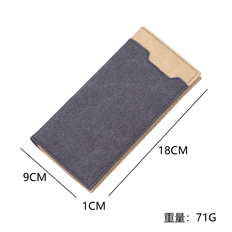 Jean cartera larga lienzo bolso de traje de hombre bolso de color contraste bolso de cuero de hombre bolso de 12 tarjetas bolso de tarjeta delgado