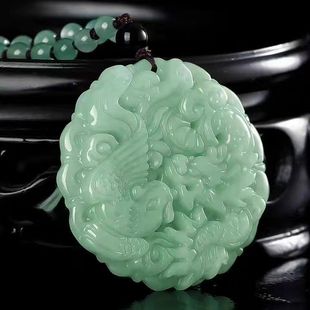 New style imitation Jade Dragon and Phoenix pendant dragon and phoenix Chengxiang glaze pendant live stall jade pendant wholesale