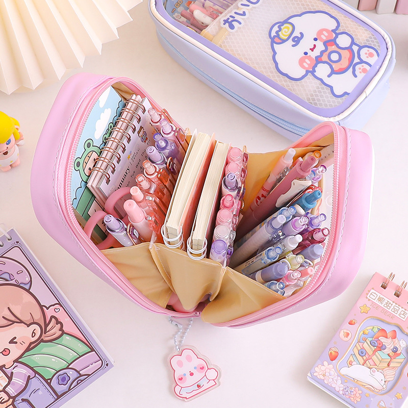 Temporada escolar de gran capacidad caja de lápiz de estudiante Yiwu Papelería transparente linda chica creativa simple caja de papelería de lápiz