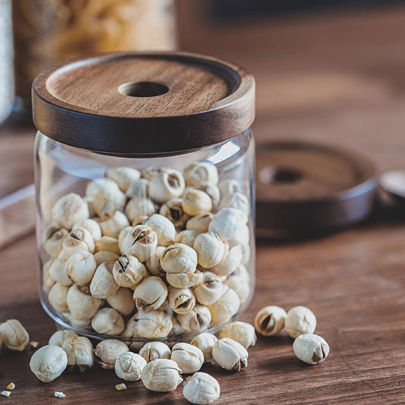 Wholesale Borosilicate Rosewood Glass Sealed Jar Kitchen Grain Dry Fruit Storage Jar Home Coffee Bean Storage Bottle