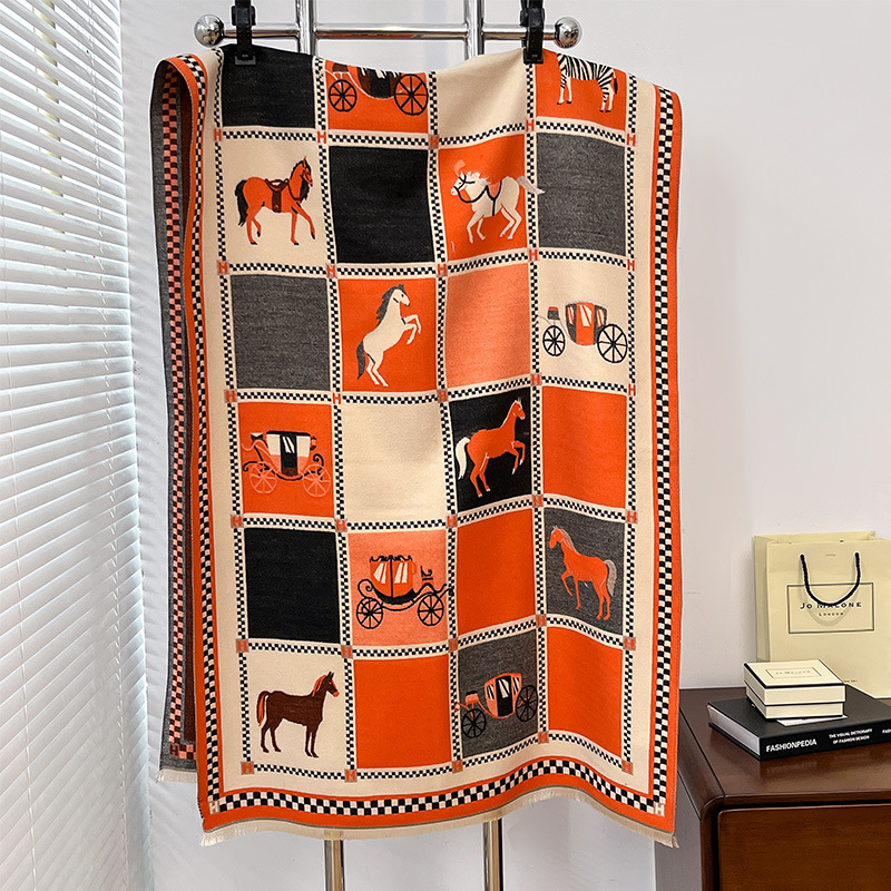 Apparel Accessories New Retro Pony Fashion Cashmere Scarf Women's Dual-use Double-sided Thickened Warm Neck Temperament Air Conditioning Shawl_voghion.com