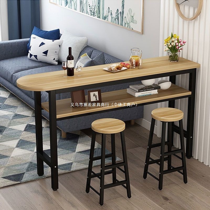 Simple modern semi-circular double-layer partition living room small bar table, home use long table, high-legged wall-mounted coffee dining table and chairs