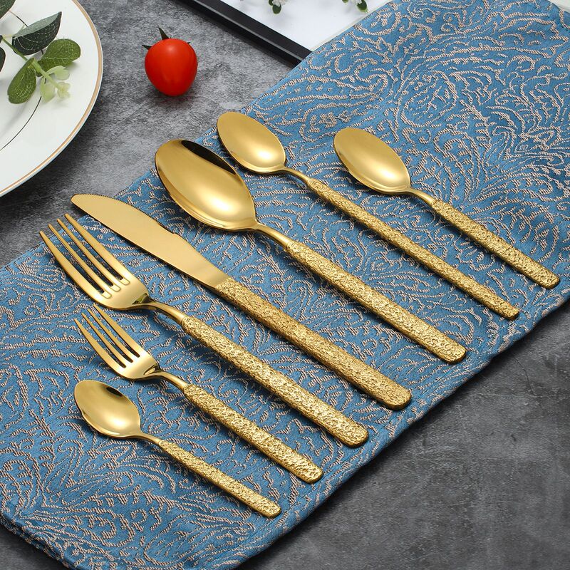 Stainless Steel Tableware Stone Pattern Series Embossed Western Food Knife, Fork and Spoon Retro Steak Knife Chopsticks Coffee Spoon Hotel Supplies