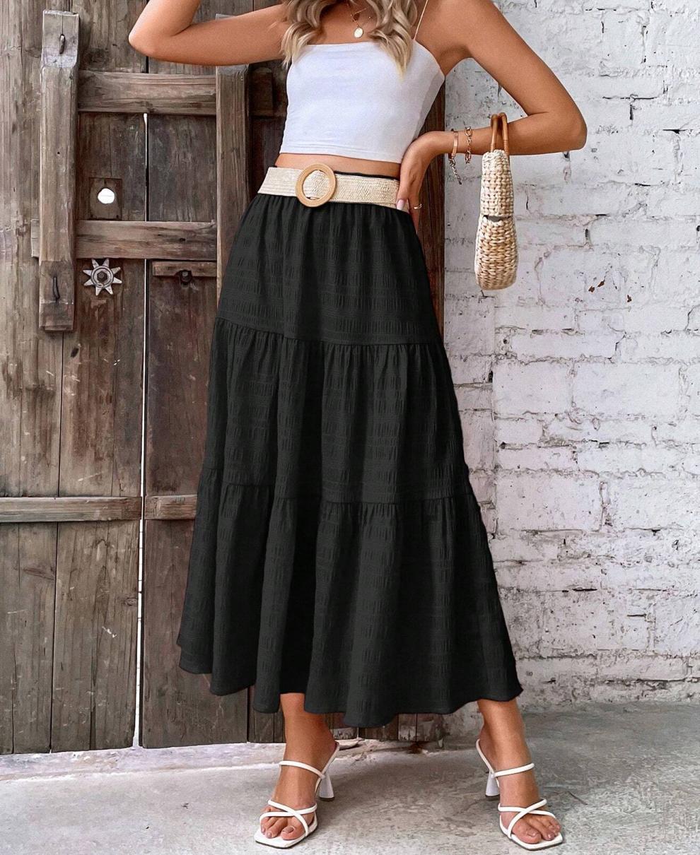 Maxi Long Dress Dress Length Type Skirt Dresses Type Summer Vacation Simple Style Solid Color Polyester Maxi Long Dress Skirts