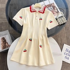Girls' Summer Dress 2024 New Fashion Trendy Children's Summer Wear Little Girl Casual POLO Shirt Dress Children's Clothing