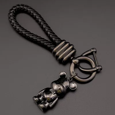 Couple violent bear key chain pendant car rabbit jewelry key chain men's and women's cute exquisite ornaments (Other Automotive Interior Supplies) - seventh-generation-black-rope-gun-buckle-black-building-block-bear-free-d-buckle
