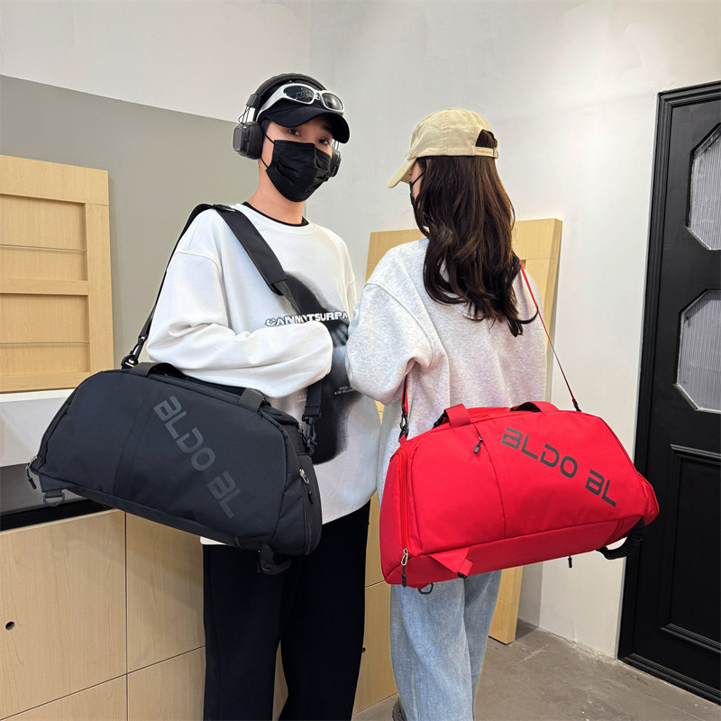 Bolsa de equipaje multifuncional para hombres y mujeres de comercio exterior, bolsa de viaje portátil de gran capacidad, separación seca y húmeda, bolsa de ejercicios de doble zapato