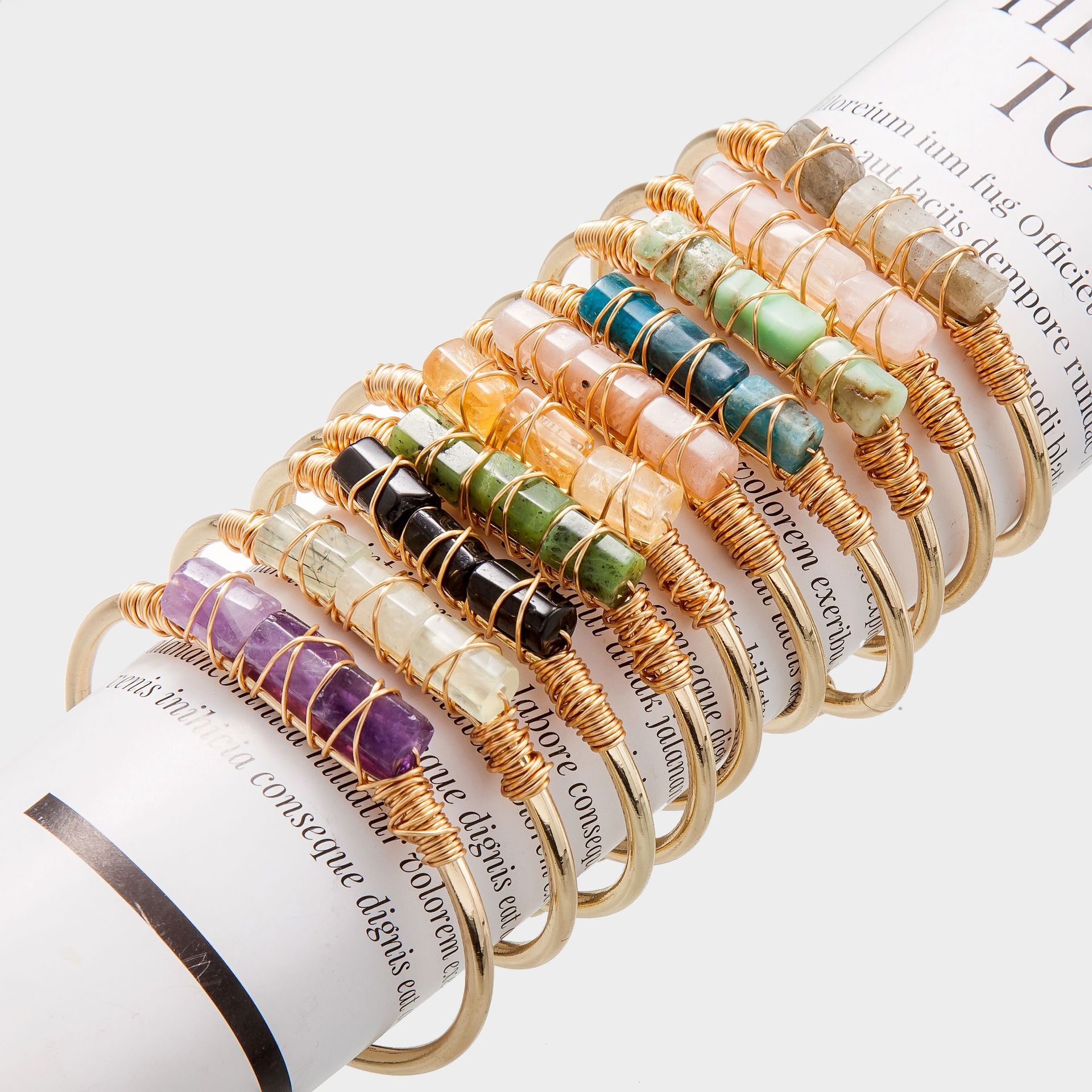 19g Weight Cuff Bracelets Jewelry Accessory Type Retro C Shape Natural Stone Cuff Bracelets