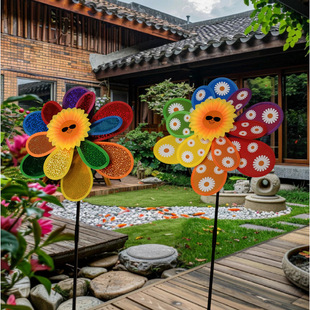 Cross-Border New Product 36cm Smiling Face Decorative Windmill Garden Sign Plastic Outdoor Lawn Event Set Courtyard Set