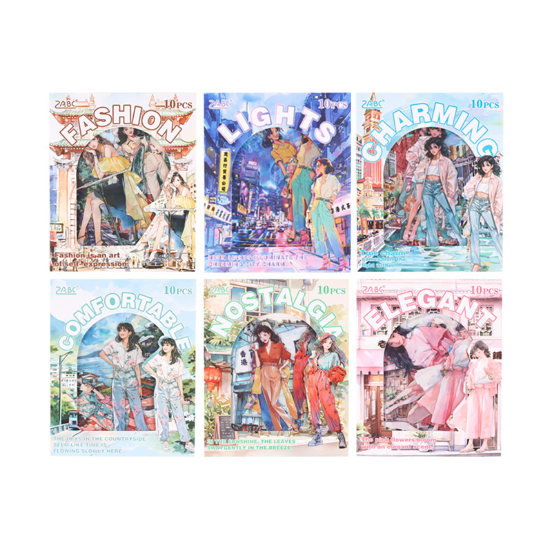 Hong Kong Rhyme estilo transparente pegatinas impermeables para mascotas bolsas diy diario pegatinas retro calle de figuras pegatinas de chicas