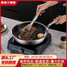 跨境不锈钢无涂层蜂窝煎锅平底家用炒锅带盖煎饼煎蛋烙饼牛排煎盘