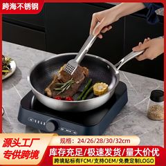 クロスボーダーステンレス鋼コーティングされていないハニカムフライパン平底家庭用中華鍋蓋付きパンケーキオムレツパンケーキステーキフライパン