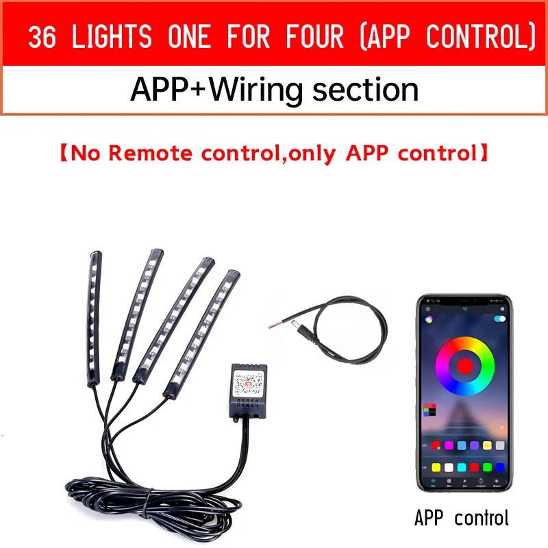 Motorcycle Ambient Light Rgb Colorful Decorative Light Music Rhythm Light Led Car Voice-Controlled Smart Voice-Controlled Light App