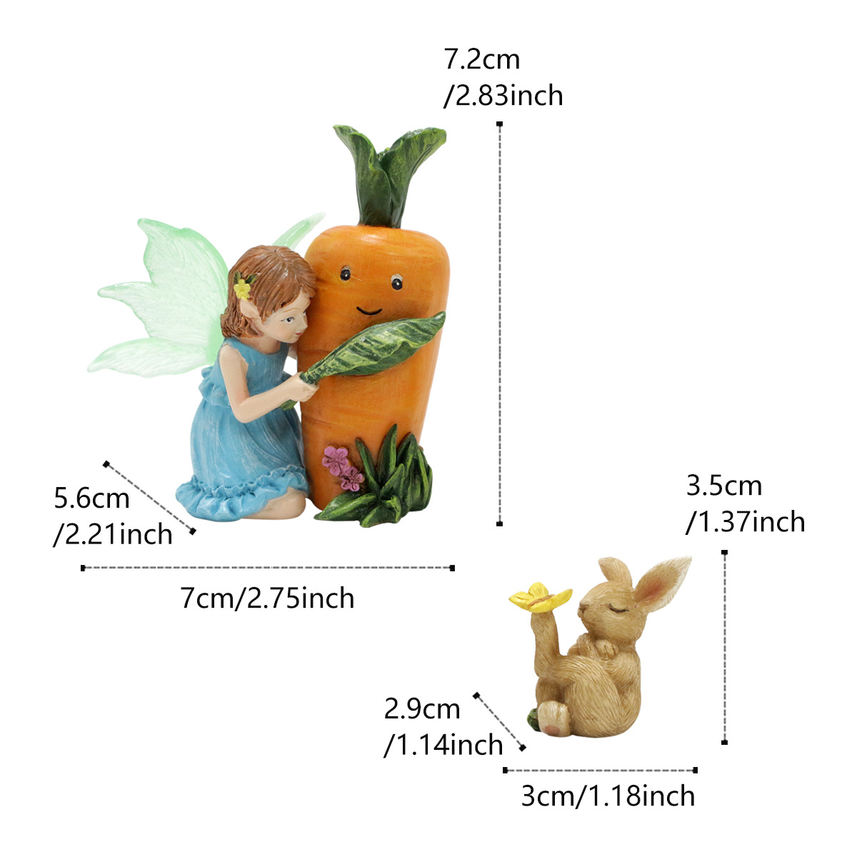  New Radish Flower Fairy Luminous Effect Bonsai Ornaments Animal Garden Lawn Decoration Resin Crafts