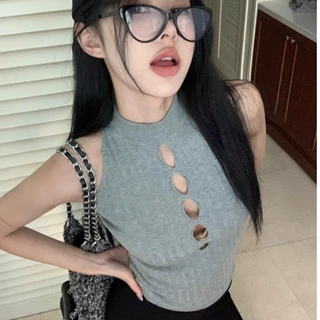 美式辣妹风修身镂空针织吊带背心女2026夏季新款气质内搭外穿上衣