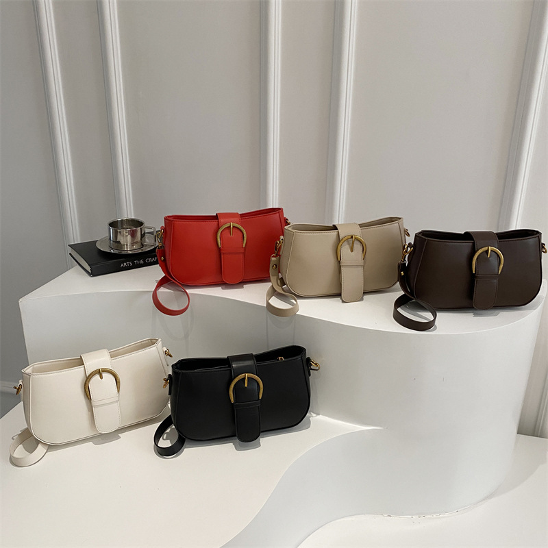 Simple retro hebilla de cinturón bolso de tendencia de mujer 2025 primavera nuevo nicho de diseño de brazo popular bolso de hombro