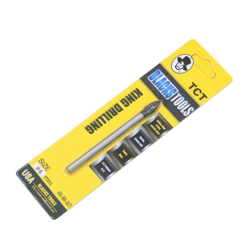 Black 6cm Tile Drill Bit Glass Hole Opener Alloy Head 8mm Set Round Super Hard Opening 12mm