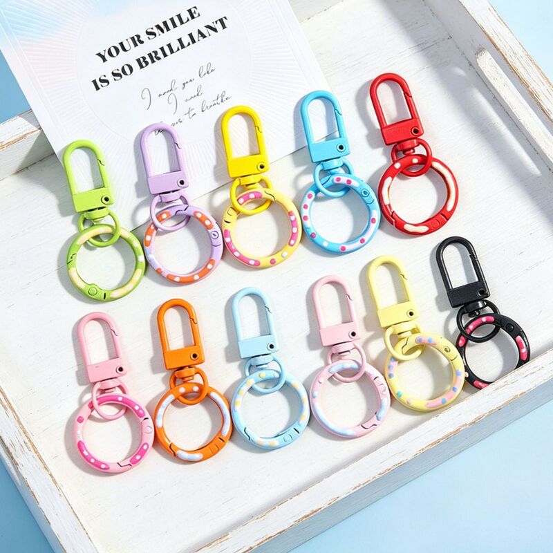 Colorful Painted Door Latch Donut Spring Buckle Keychain DIY Accessory Cartoon Toy Pendant Hook