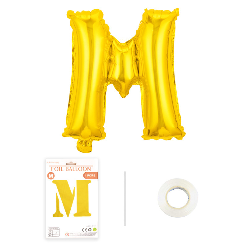 16 pulgadas alfabeto inglés tarjeta de papel independiente embalaje película de aluminio globo decoración de fiesta de cumpleaños diseño papel de aluminio globo al por mayor