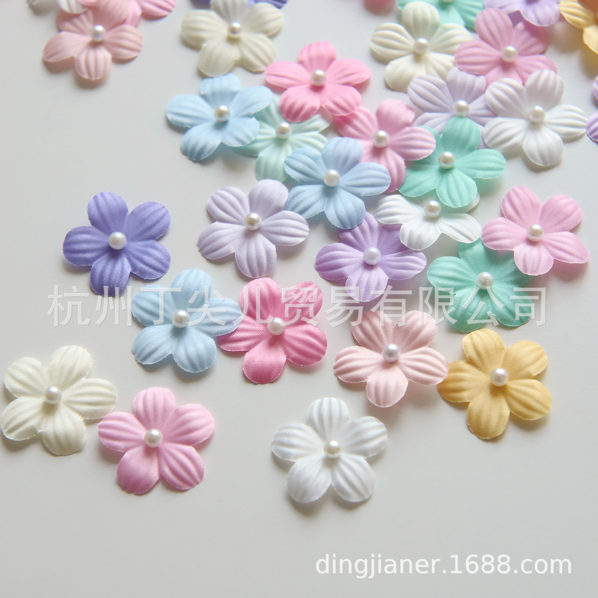 38mm钉珠立体缎面花片婚纱礼服汉服玩具发饰帽子手工DIY装饰花