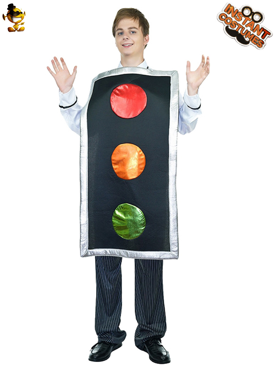 Halloween adulto de los hombres y las mujeres de la esponja divertida rojo y verde luz de la señal de rol etapa de rendimiento traje