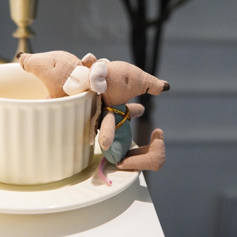 Ins estilo lino hecho a mano Ángel ratón marioneta muñeca narración de la historia jugar casa juguete mini lindo colgante