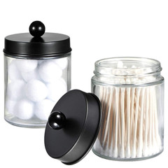 廠家直供透明玻璃瓶圓柱型收納盒裝飾儲物罐棉簽棉球牙線罐棉球罐