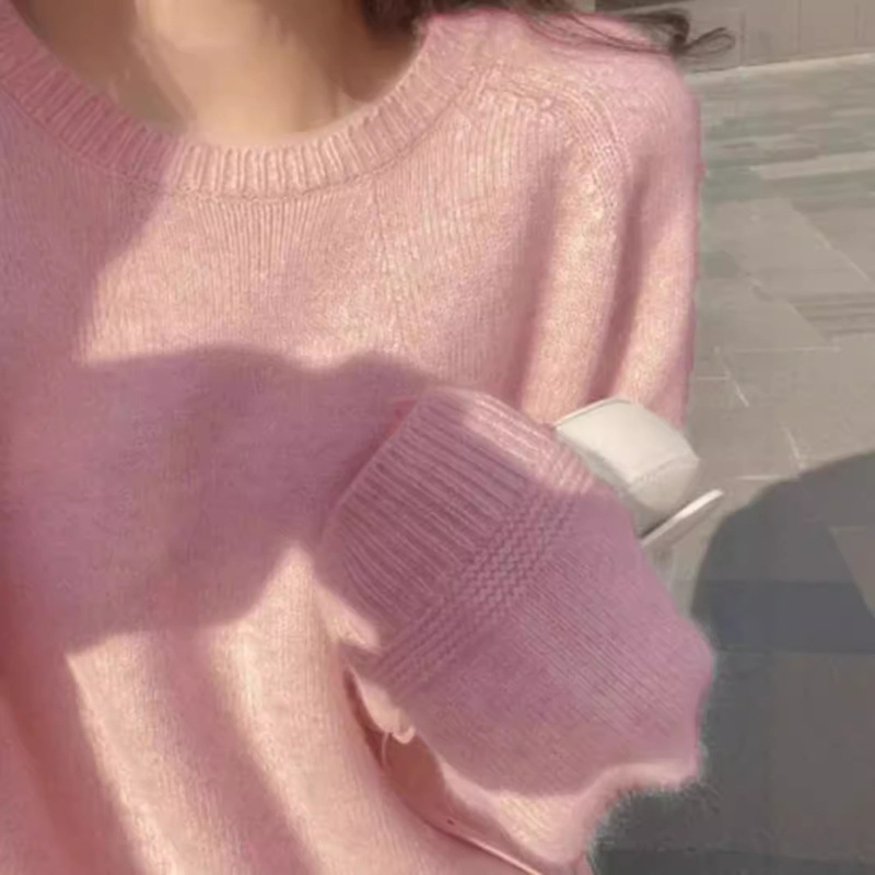 ZY Homemade Aocado Green Sweater Women's Autumn and Winter Thickened Loose Outer Wear Lazy Style Pullover 100% Wool Sweater