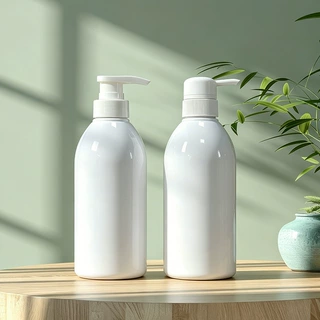 白色PET圆肩平底500ml塑料乳液瓶 按压泵分装瓶 洗发水沐浴露瓶