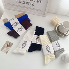 Solid color thick thread socks men's long socks cotton socks spring and autumn Japanese sports basketball socks couples retro Shawn Yue mid-tube socks