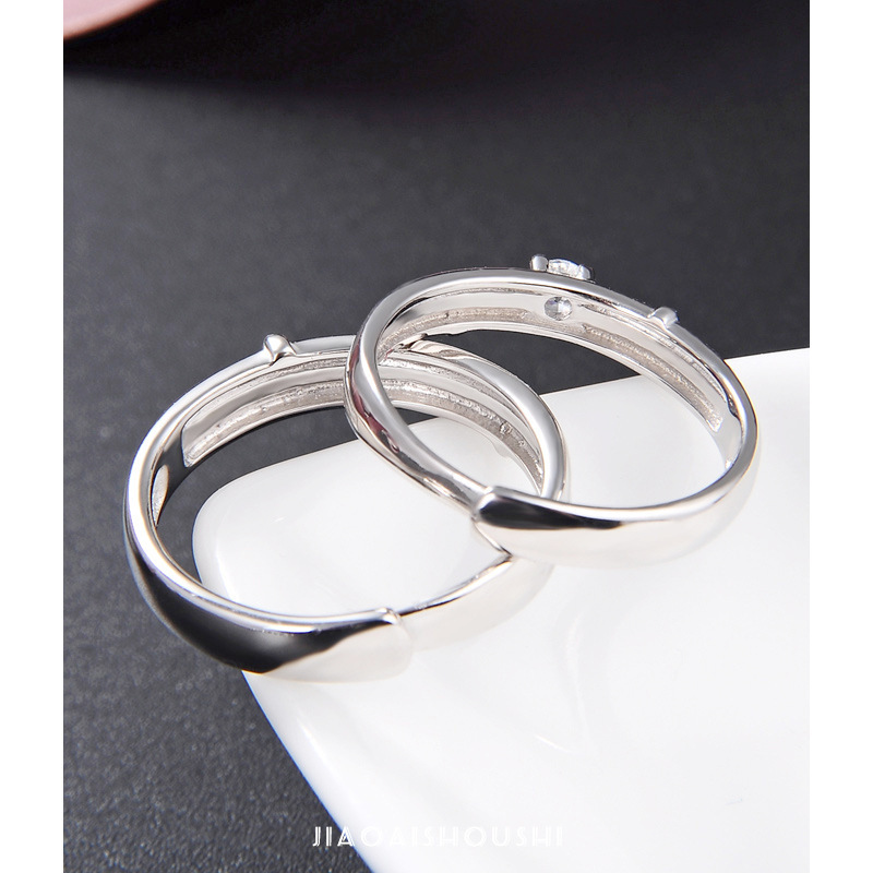 Anillo de pareja de plata esterlina 925 un par de anillos de dedo masculino y femenino, anillo de dedo índice, joyas de moda coreana