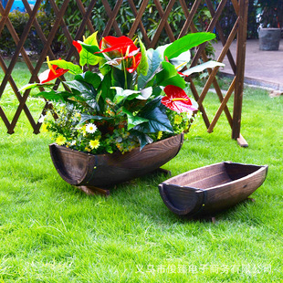 Indoor and outdoor anticorrosive wood flowerpot wedding shooting props forest gardening decoration wooden semicircle wine barrel garden courtyard