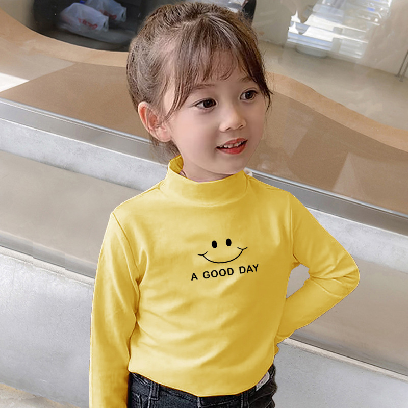 Ventas directas de fábrica Otoño e Invierno tops para niños ropa interior térmica otoño ropa de terciopelo camisa de fondo primavera y otoño medio cuello alto para niños