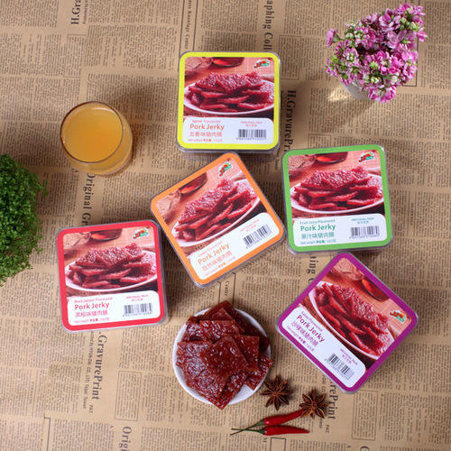 Resnj Jj165g Pork Jerky Variety Pack in Box, Thin Slices of Pork Jerky with Individual Sealed Packaging, Snack Food