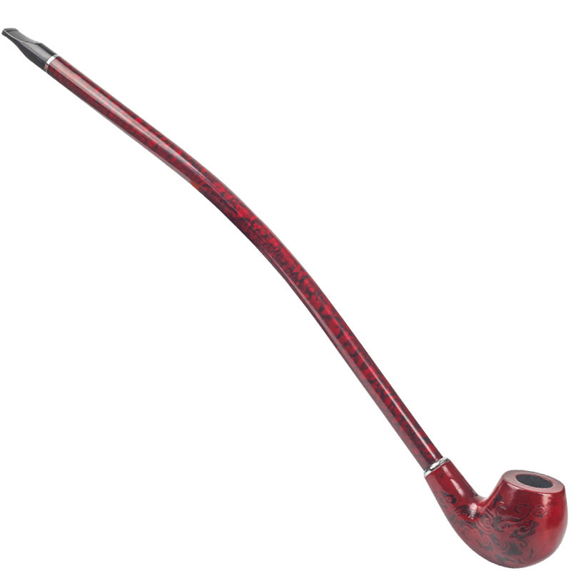 Changfeng long-handled pipe, red solid wood, 41cm extended length, filter pipe, large size for reading, dry tobacco pipe 705