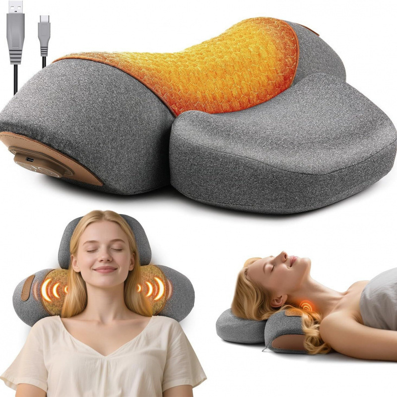 Amazon in-stock English switch cervical pillow for neck support, specialized for sleeping, massages the spine, non-traction heating pad