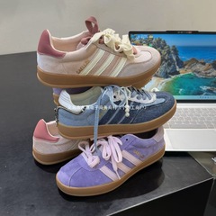 レトロ本革女性用トレーニングシューズ青赤クローバー同スタイル多用途スポーツカジュアルシューズ春夏フォレストシューズ