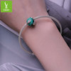 Sophisticated trend one bead bracelet malachite, beads, four-leaf clover, European style, silver 925 sample