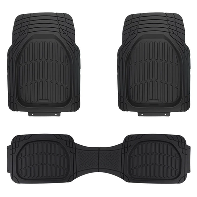 Thickened PVC anti-slip car floor mat set, waterproof, easy to clean, can be cut to size, universal car floor mat (Universal Foot Pad) - black-3-piece-set