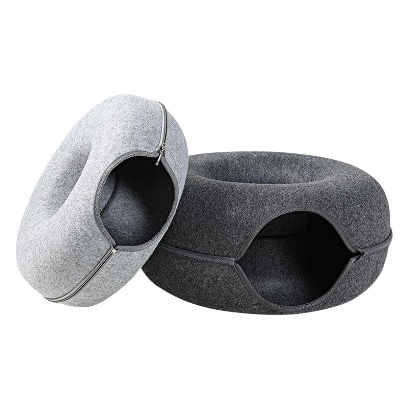 Nido de gato disponible en cuatro estaciones, nido de mascota redondo, nido de túnel de gato, juguete para gato integrado, stock de Amazon al por mayor