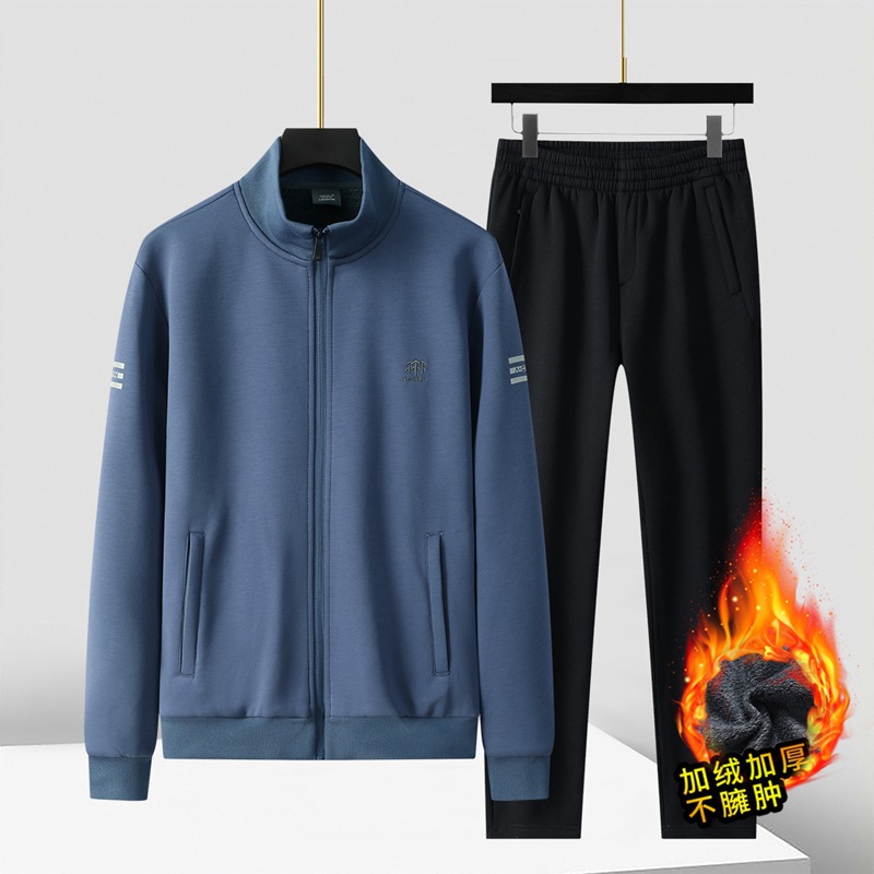 suit Winter Thickened Warm Cashmere suit Men's plus size fleece-lined Casual Men's Sports suit Two-piece Fashionable Set