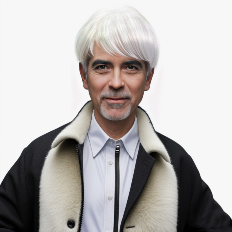AliExpress foreign trade wig men's middle-aged and elderly handsome short straight hair white high temperature silk mechanism button net wigs wholesale AliExpress foreign trade wig men's middle-aged and elderly handsome short straight hair white high temperature silk mechanism button net wigs wholesale