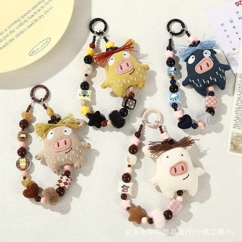 Cute Piggy Fabric Phone Chain Pendant Japanese Style Handmade Doll Keychain Adorable Bag Ornament Phone Case Accessory Cute Piggy Fabric Phone Chain Pendant Japanese Style Handmade Doll Keychain Adorable Bag Ornament Phone Case Accessory
