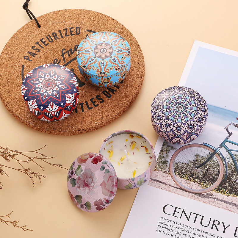 Velas de aromaterapia, ambiente, decoración de fragancias para el hogar de larga duración en interiores, souvenirs, caja de regalo de velas de flores secas transfronterizas