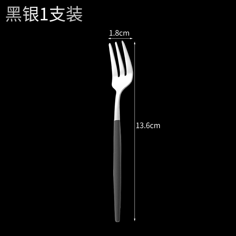 블랙 실버 3 치아 과일 포크