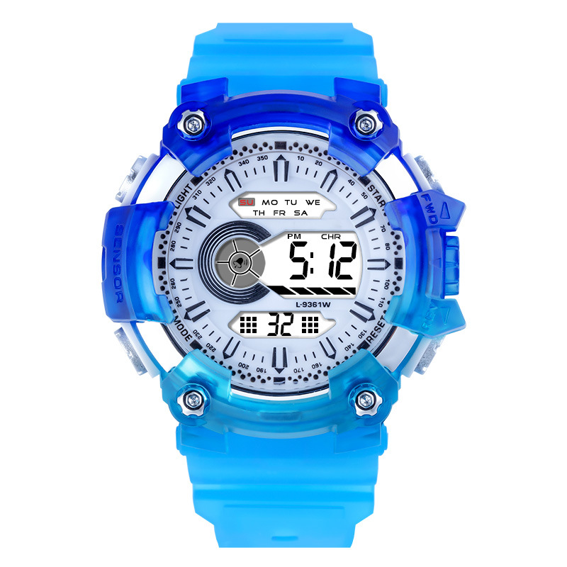 Tendencia estudiantes deportes al aire libre reloj de alarma multifuncional reloj electrónico luminoso nuevo color dragón gradiente transparente reloj electrónico
