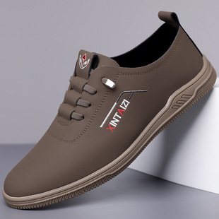 2024 summer business leather shoes men's shoes soft bottom men's business casual shoes flat heel British Baita slip-on white shoes