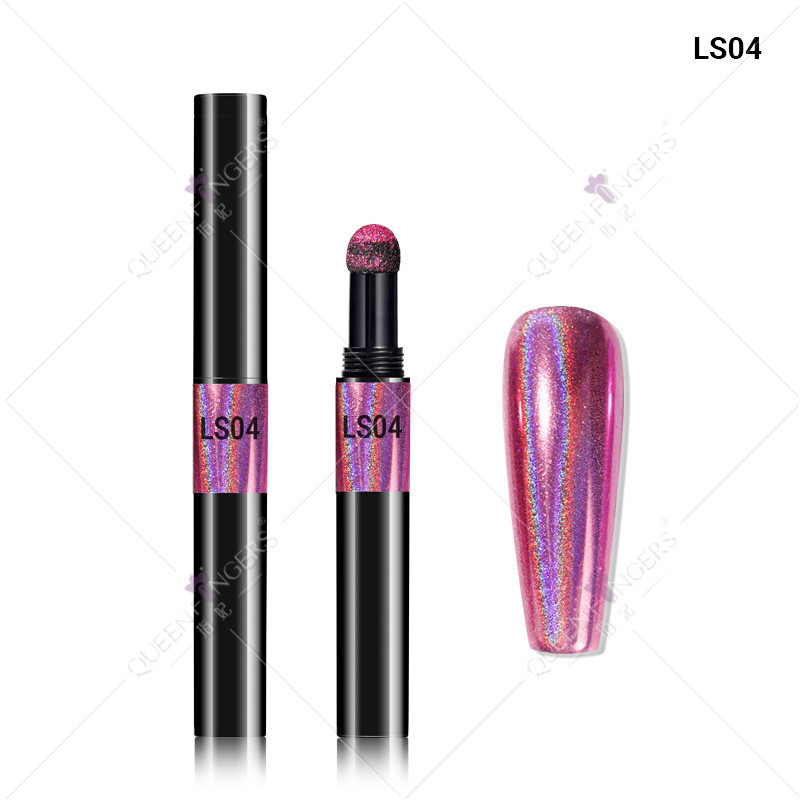 Concubina arte de uñas de lujo oro láser plata brillo espejo mágico pluma de la harina espejo cojín de aire pluma de color camaleón pluma mágica