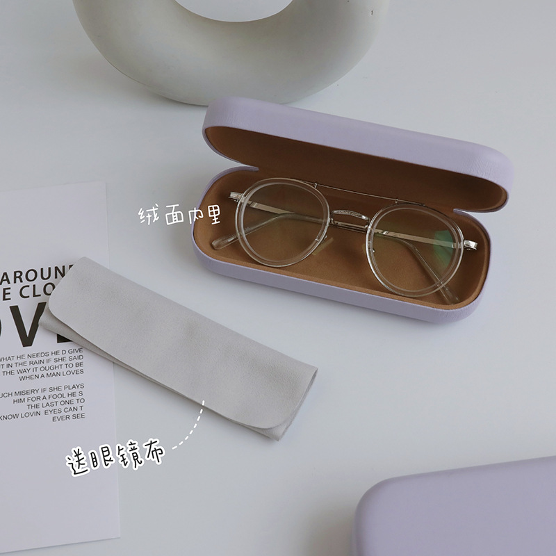日系ins純色高級感メガネケース女性軽量携帯ストレス学生シンプル近視目収納ケース